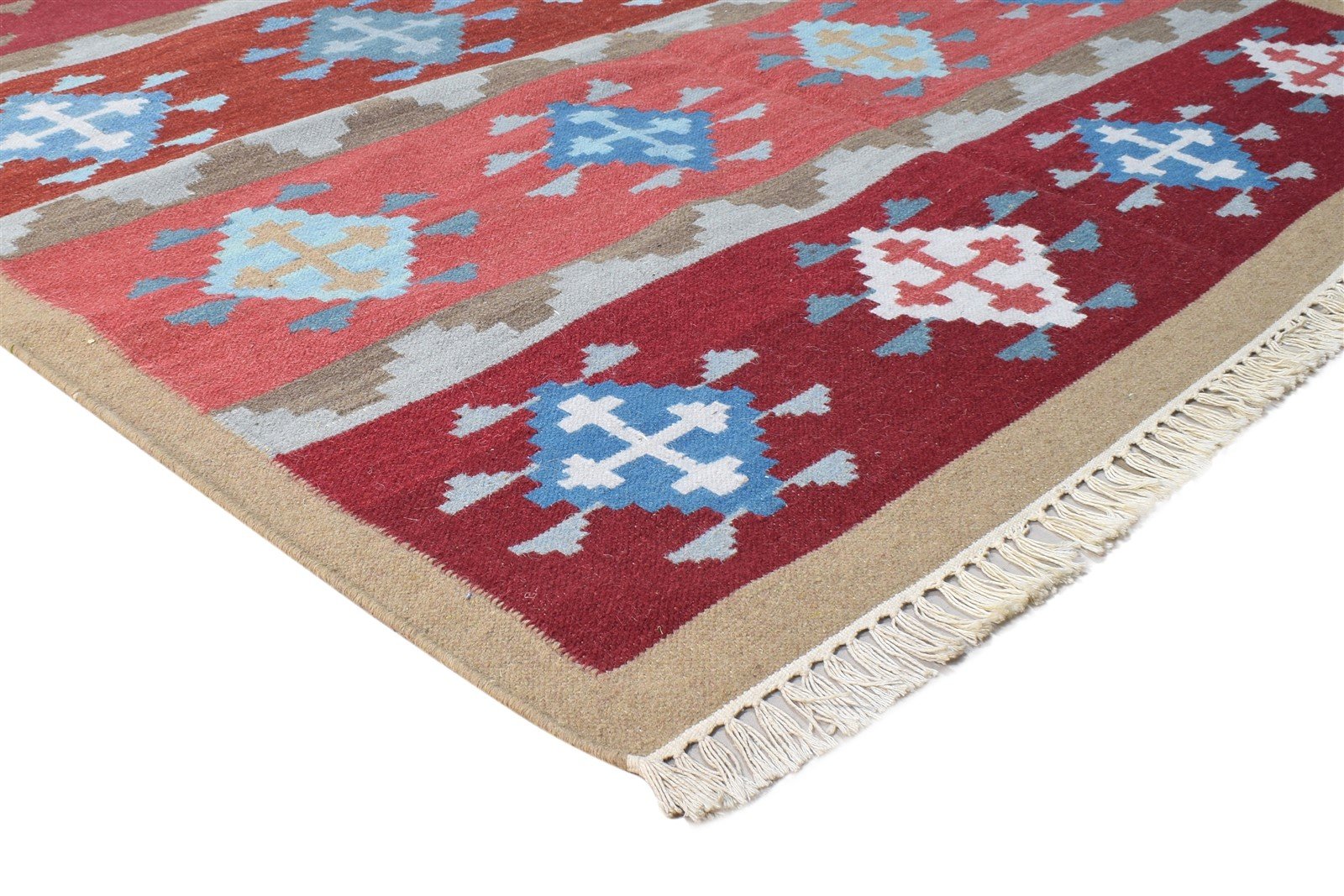 Wool Wine Rug 5' X 8' Persian Dhurrie Southwestern Trellis Room Size Carpet 