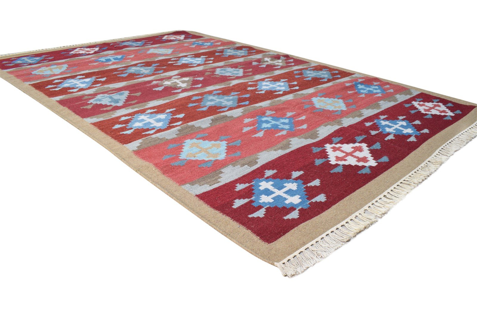 Wool Wine Rug 5' X 8' Persian Dhurrie Southwestern Trellis Room Size Carpet 