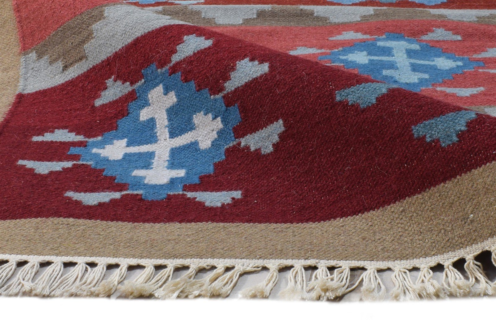 Wool Wine Rug 5' X 8' Persian Dhurrie Southwestern Trellis Room Size Carpet 