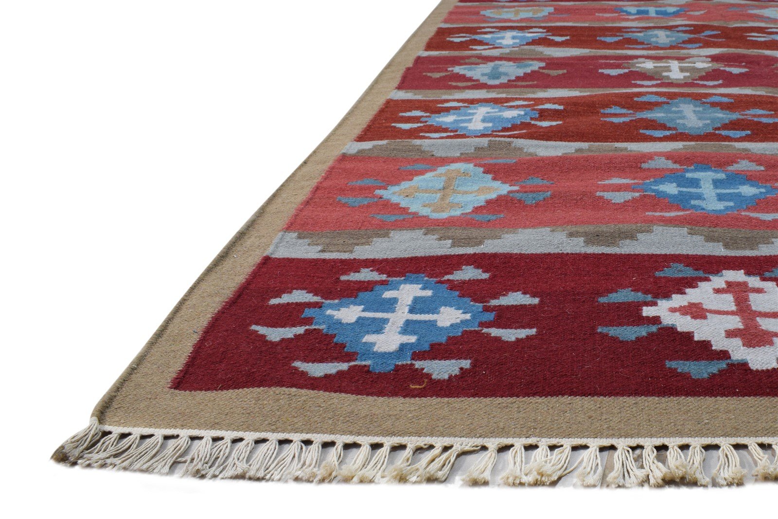 Wool Wine Rug 5' X 8' Persian Dhurrie Southwestern Trellis Room Size Carpet