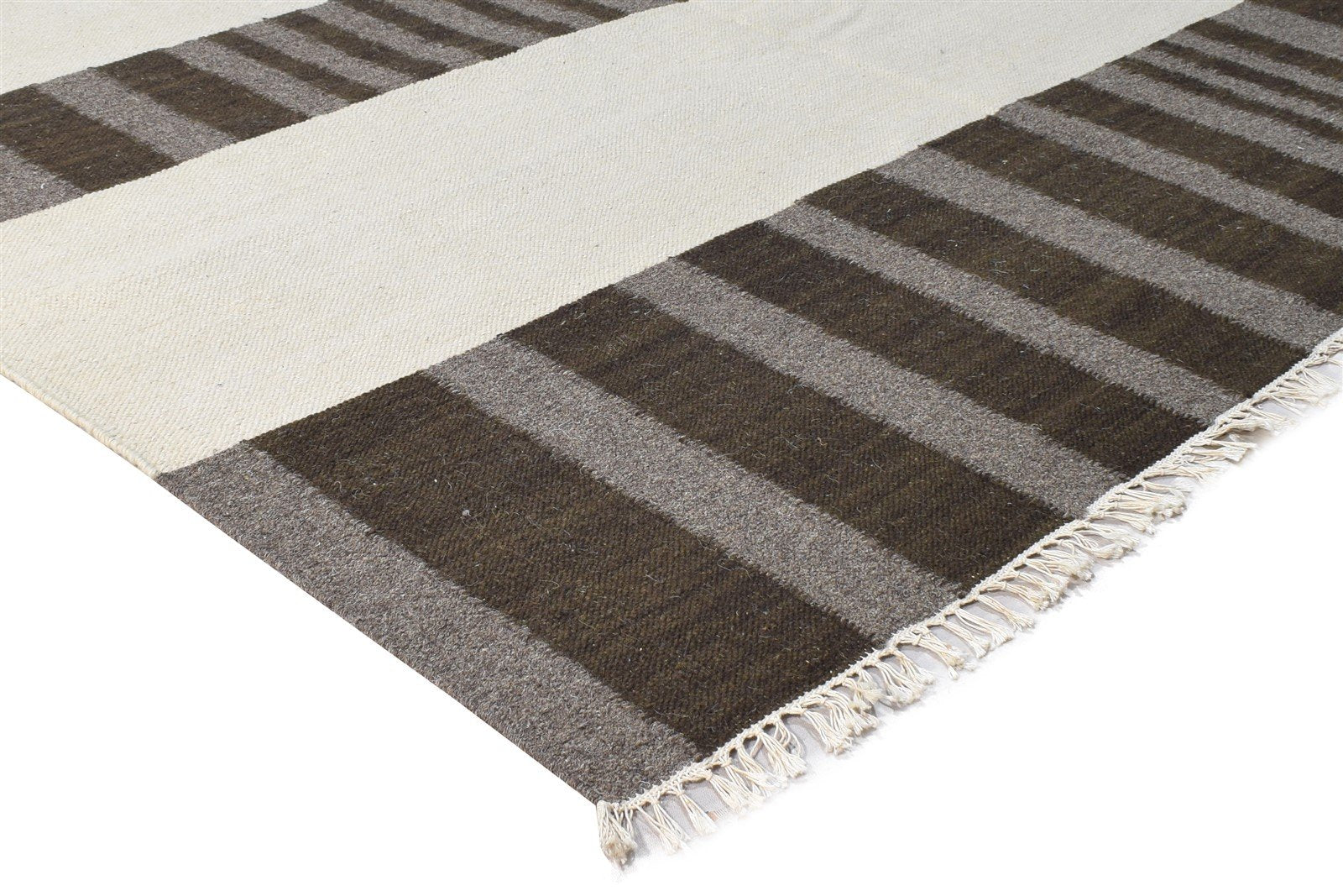 5' X 8' Rug Wool Brown Modern Dhurrie Scandinavian Abstract Room Size Carpet 