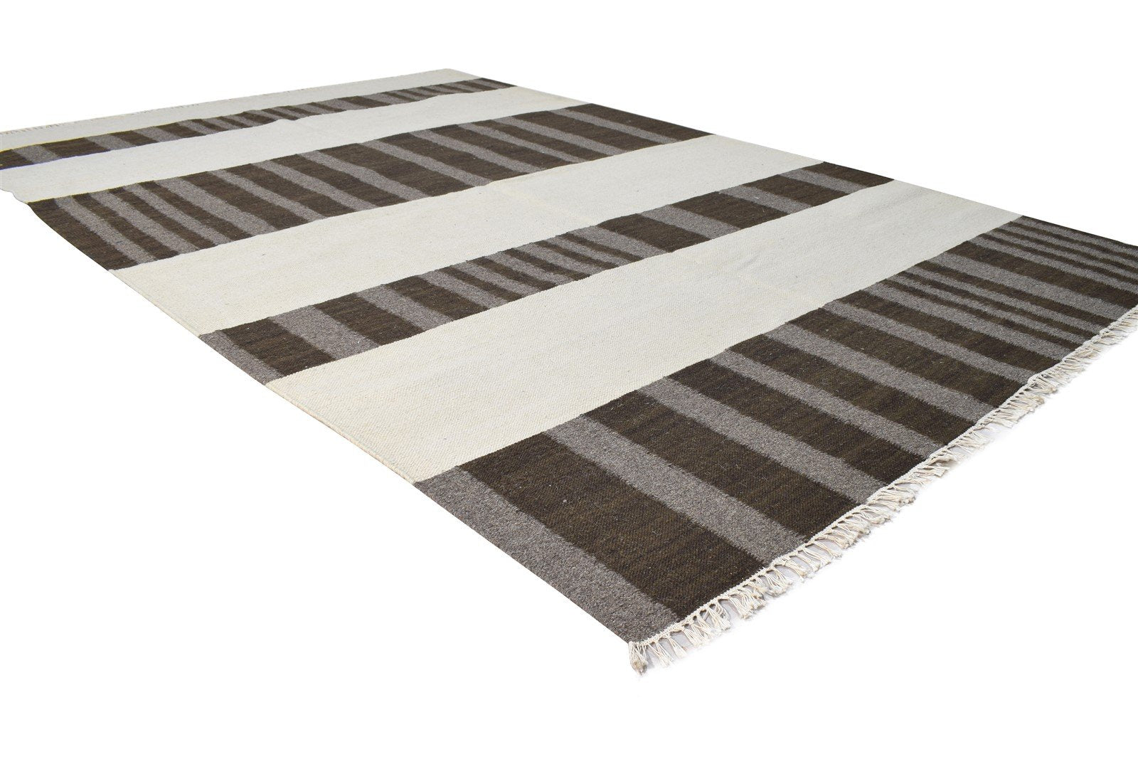 5' X 8' Rug Wool Brown Modern Dhurrie Scandinavian Abstract Room Size Carpet 