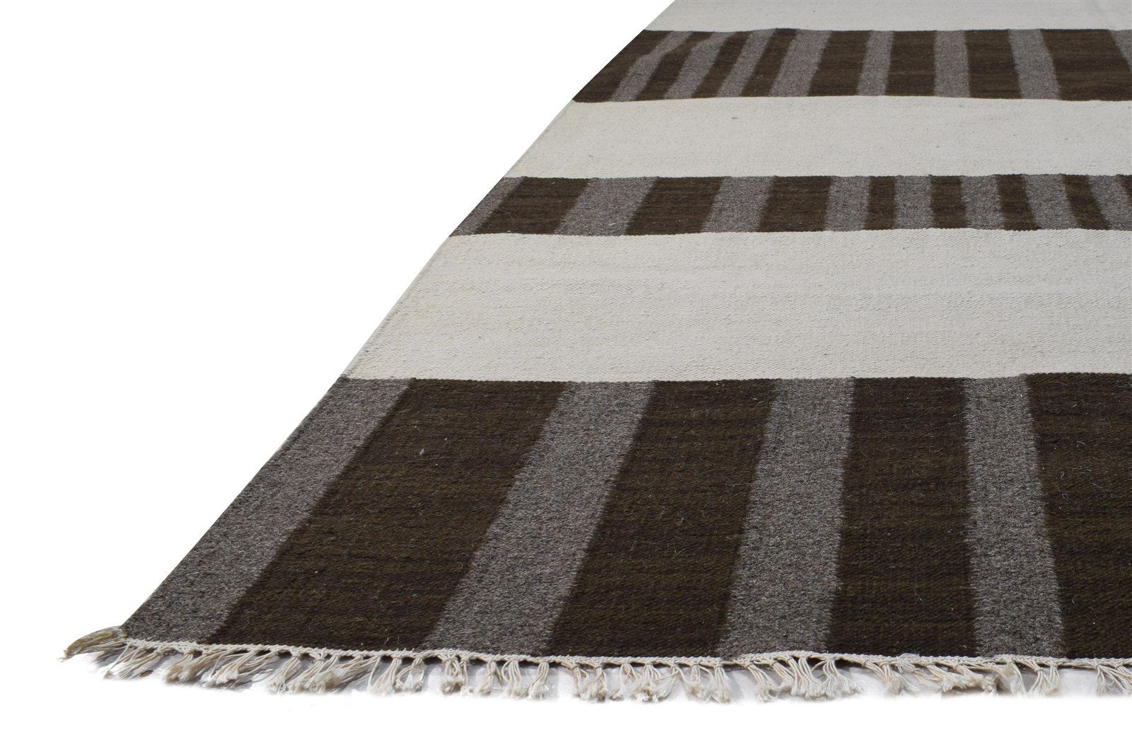 5' X 8' Rug Wool Brown Modern Dhurrie Scandinavian Abstract Room Size Carpet 