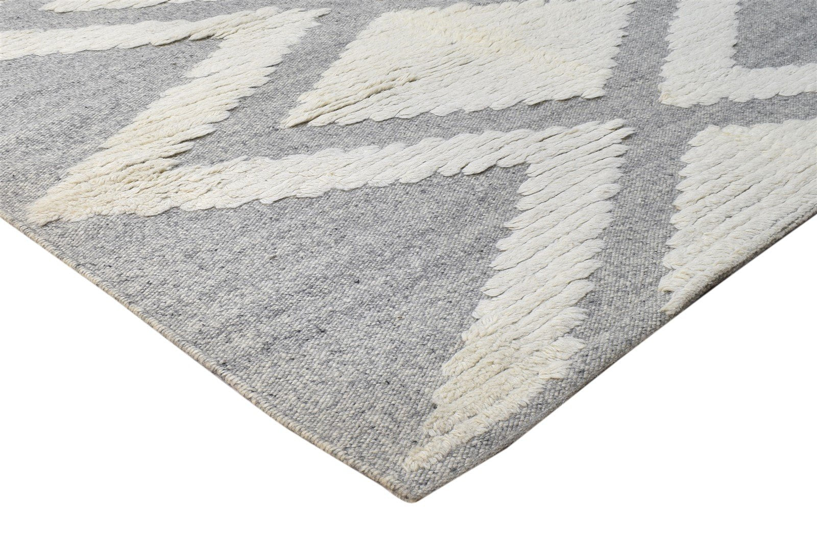 Wool Grey Rug 5' X 8' Modern Dhurrie Scandinavian Diamond Room Size Carpet 