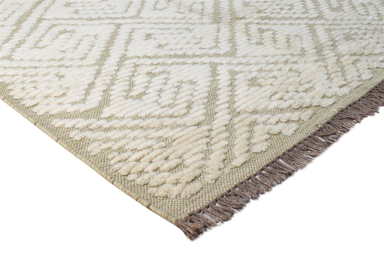 Dhurrie Beige Wool Rug 5' X 8' Modern Moroccan Geometric Room Size Carpet 