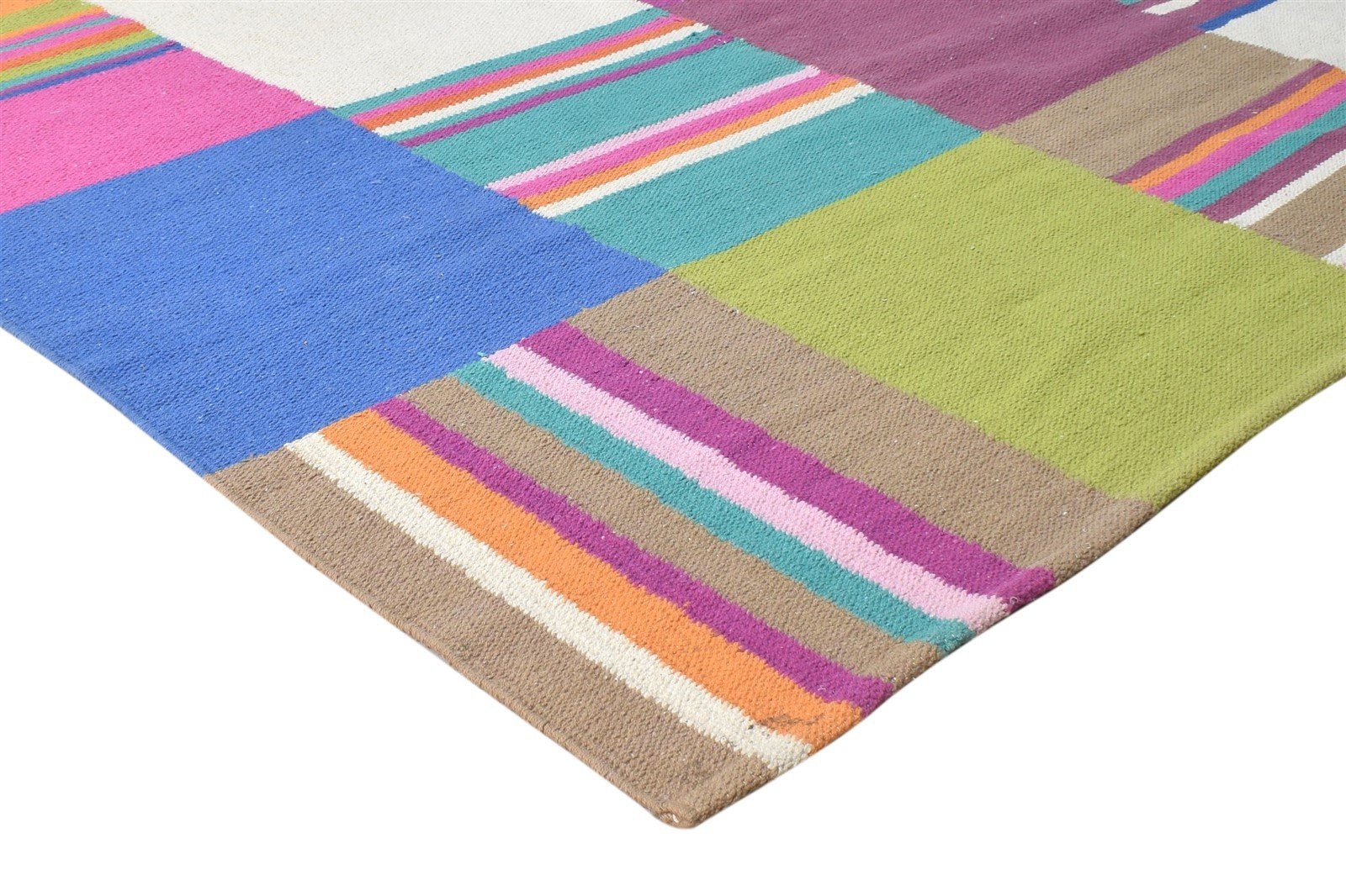 5' X 7' Rug Wool Multi Color Modern Dhurrie Bohemian Abstract Room Size Carpet 