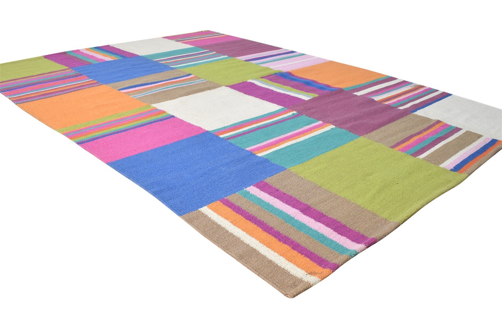 5' X 7' Rug Wool Multi Color Modern Dhurrie Bohemian Abstract Room Size Carpet 