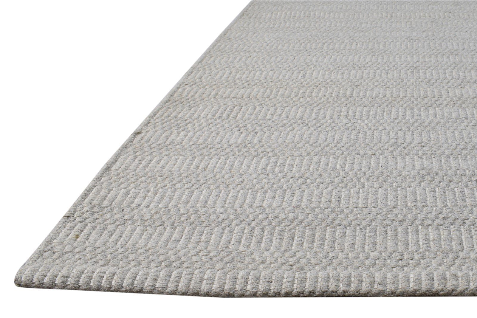 Dhurrie Beige Wool Rug 5' X 8' Modern Scandinavian Trellis Room Size Carpet