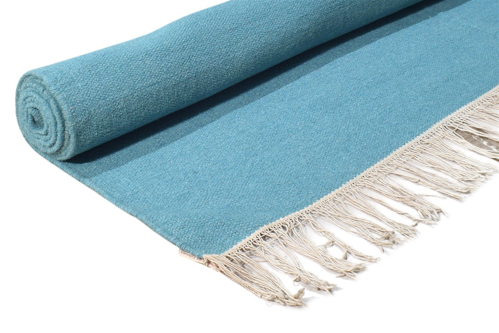 Blue Wool Rug 5' X 8' Modern Dhurrie Scandinavian Solid Room Size Carpet 