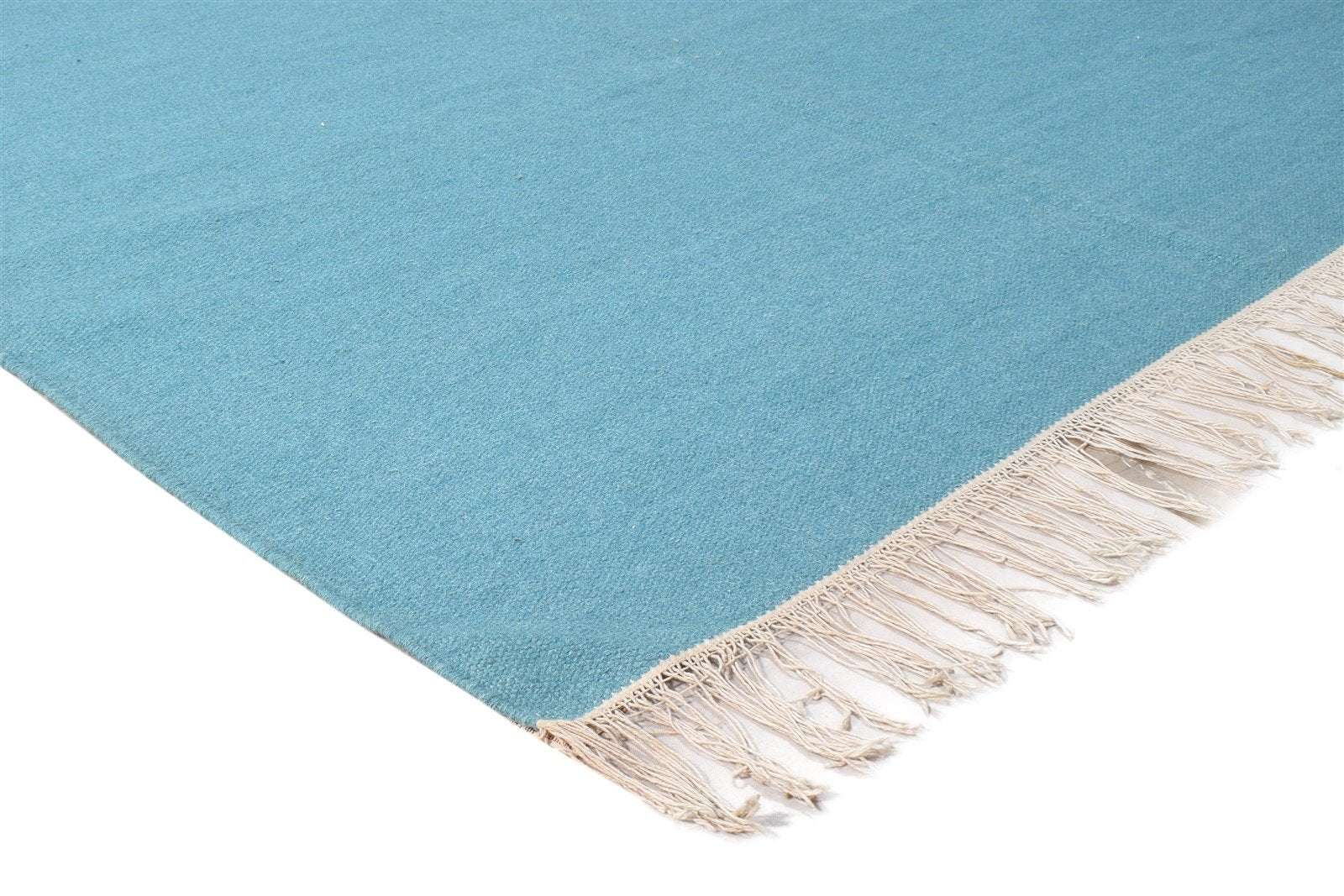 Blue Wool Rug 5' X 8' Modern Dhurrie Scandinavian Solid Room Size Carpet 