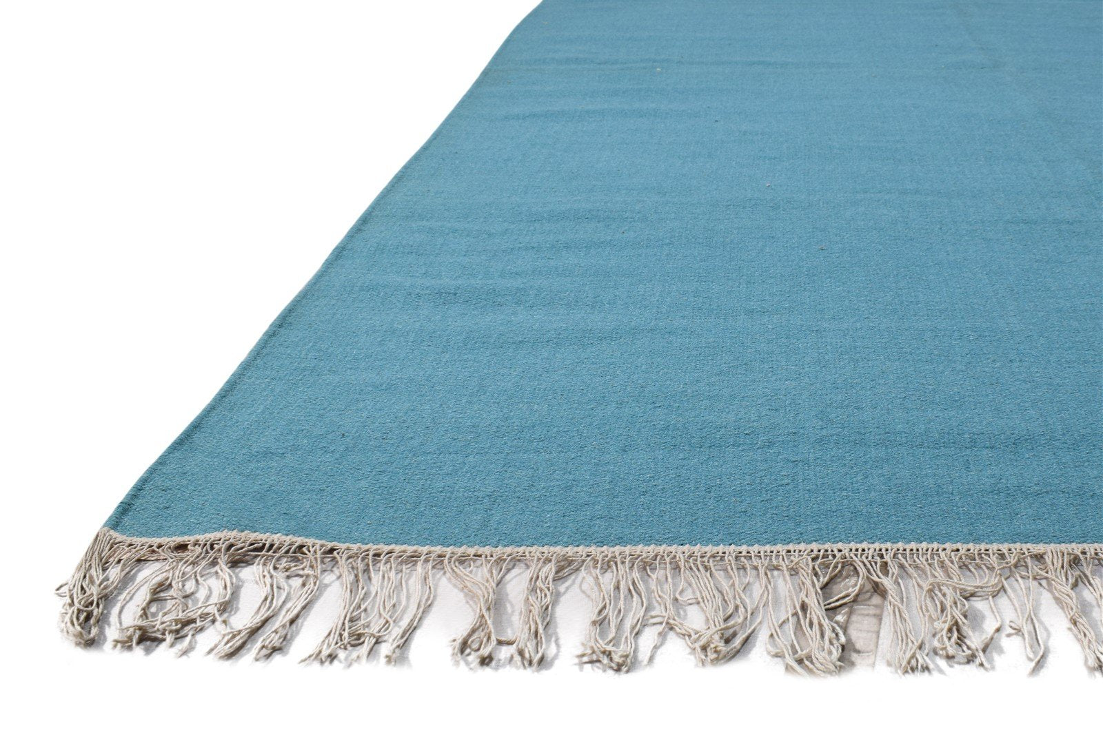 Blue Wool Rug 5' X 8' Modern Dhurrie Scandinavian Solid Room Size Carpet 