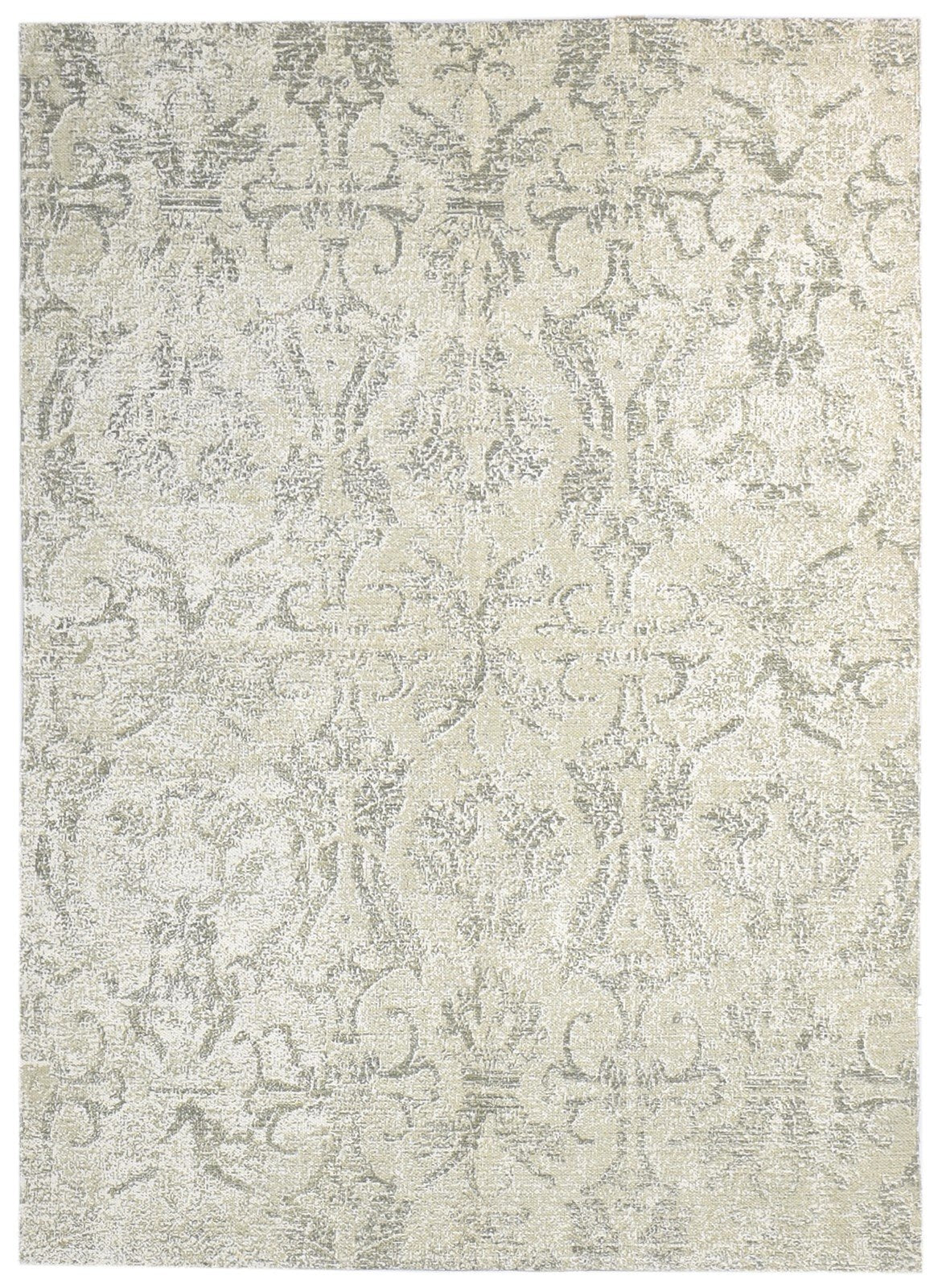 5' X 7' Rug Wool Beige Modern Dhurrie European Damask Room Size Carpet 