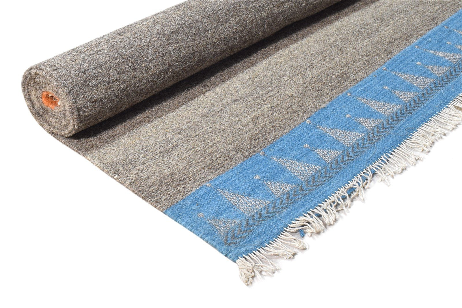 Wool Grey Rug 5' X 8' Modern Dhurrie Scandinavian Striped Room Size Carpet 