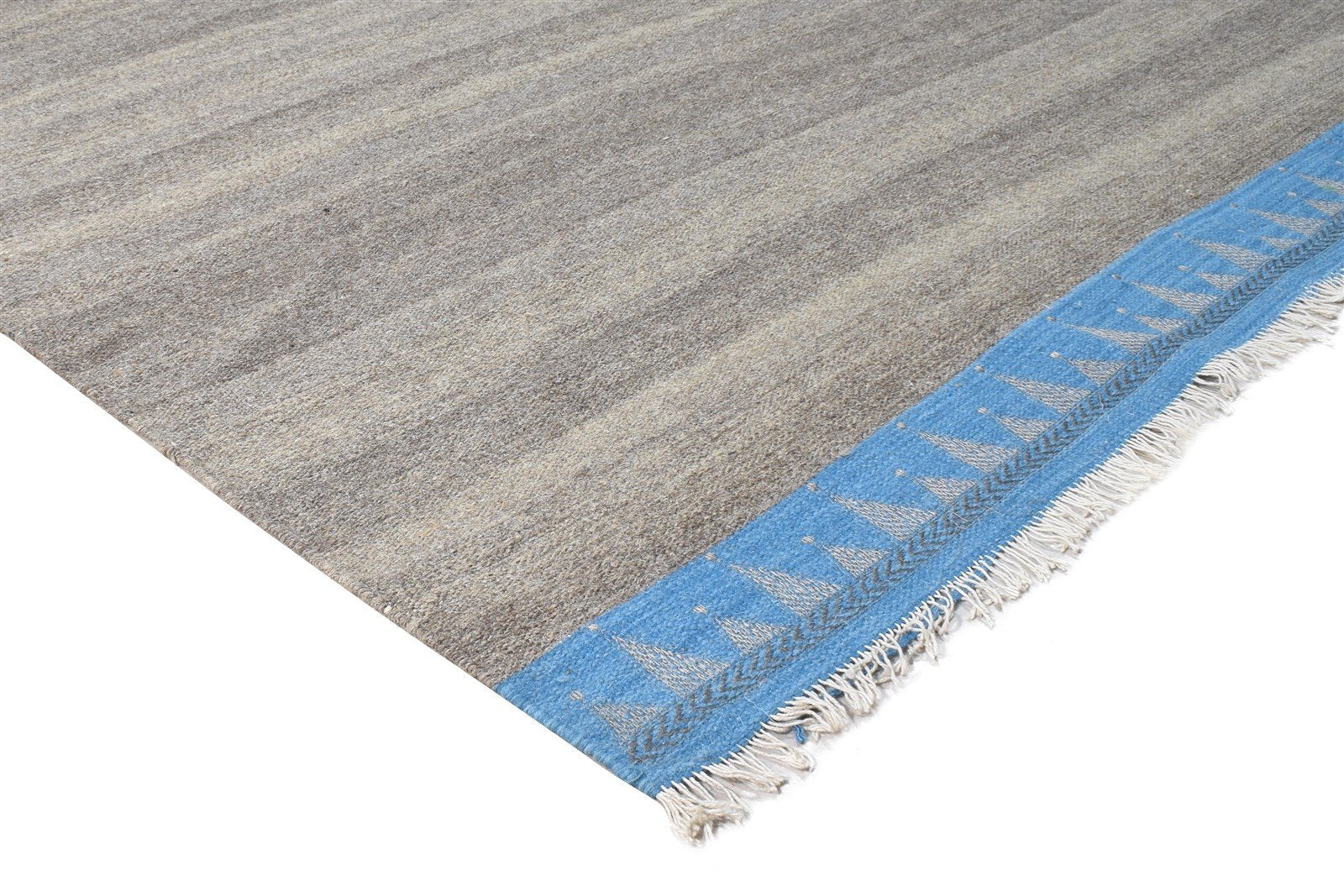 Wool Grey Rug 5' X 8' Modern Dhurrie Scandinavian Striped Room Size Carpet 