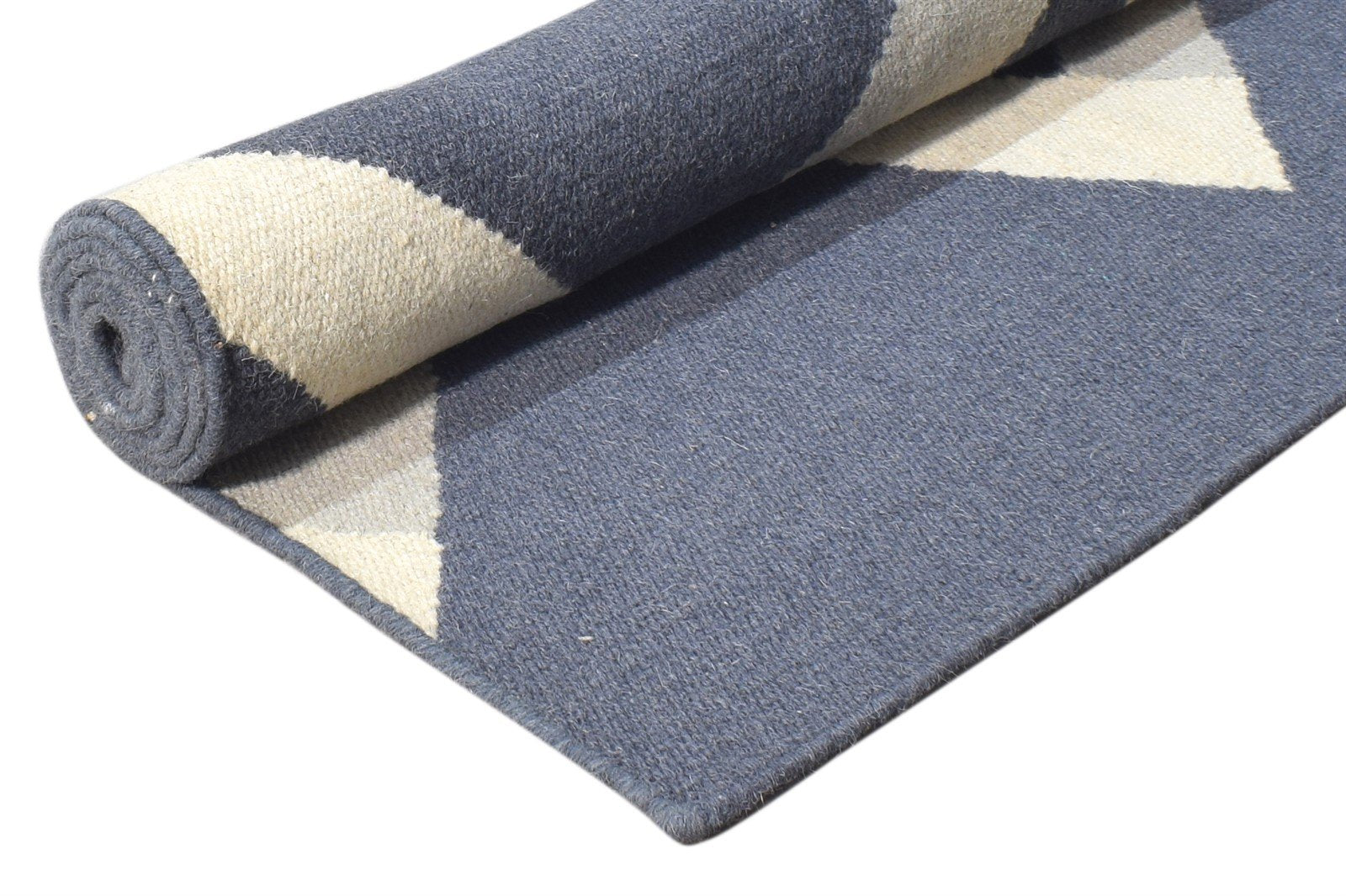 Charcoal Wool Rug 3' X 5' Modern Dhurrie Scandinavian Abstract Small Carpet 