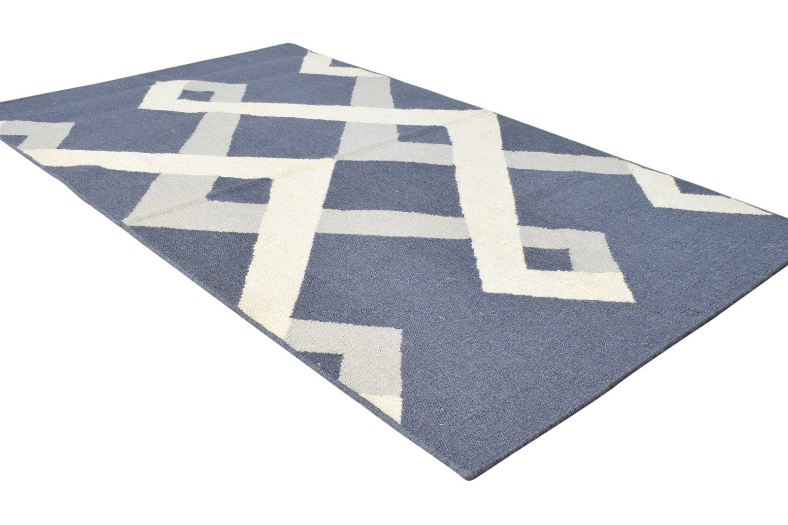 Charcoal Wool Rug 3' X 5' Modern Dhurrie Scandinavian Abstract Small Carpet 