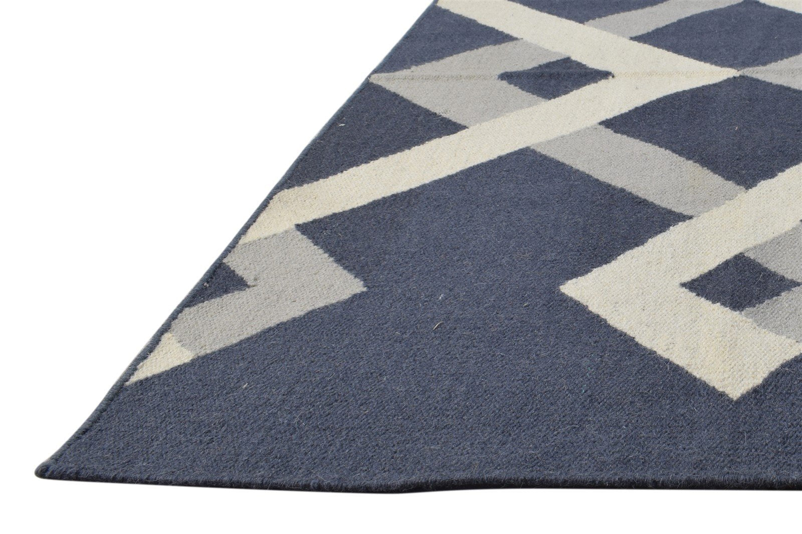 Charcoal Wool Rug 3' X 5' Modern Dhurrie Scandinavian Abstract Small Carpet 