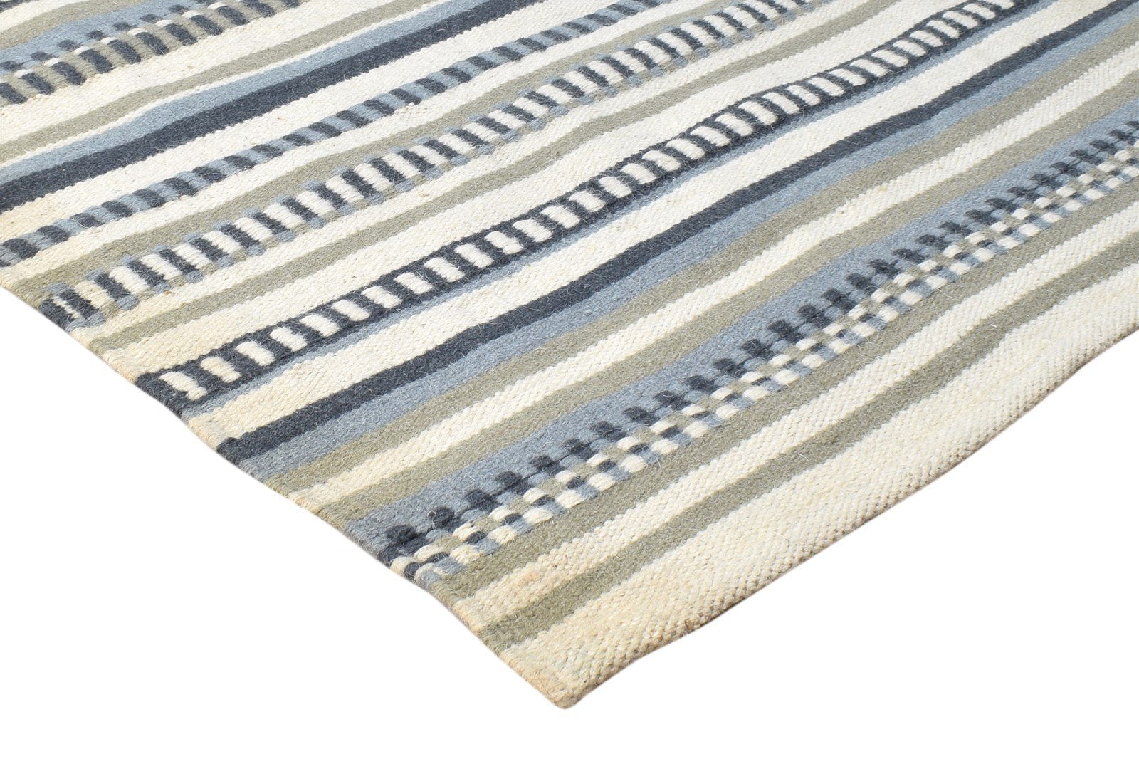 Dhurrie Off-White Wool Rug 3' X 5' Modern Scandinavian Abstract Small Carpet 