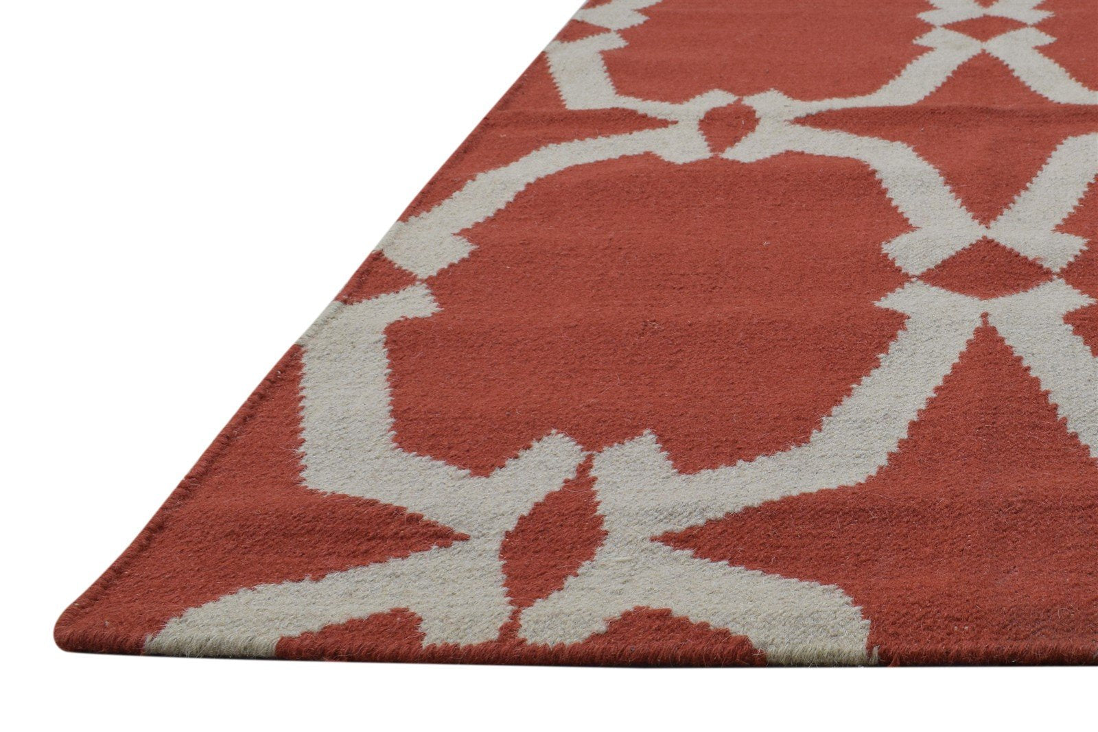 3' X 5' Rug Wool Rust Modern Dhurrie Scandinavian Nordic Room Size Carpet 