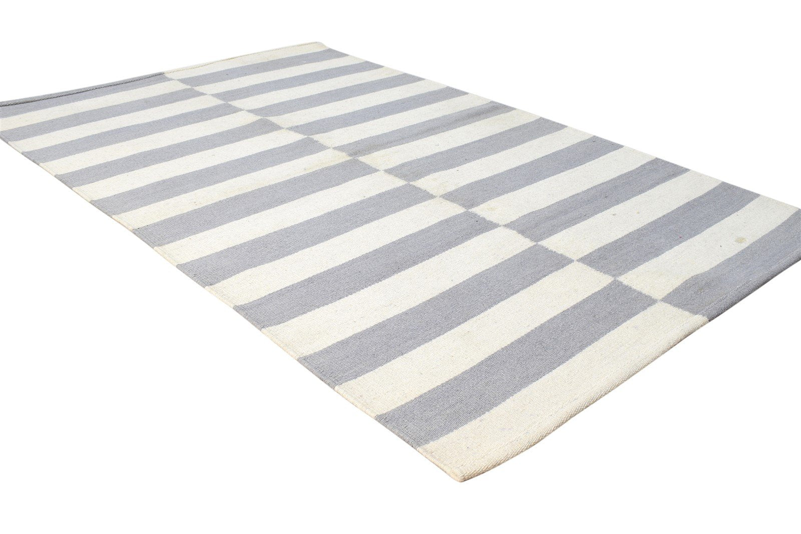 Dhurrie Off-White Wool Rug 3' X 5' Modern Scandinavian Nordic Room Size Carpet 