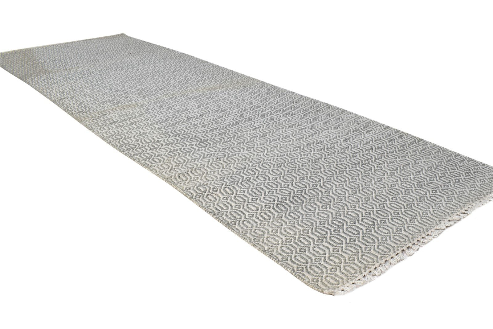 Dhurrie Grey Wool Rug 3' X 8' Modern Scandinavian Nordic Small Runner 