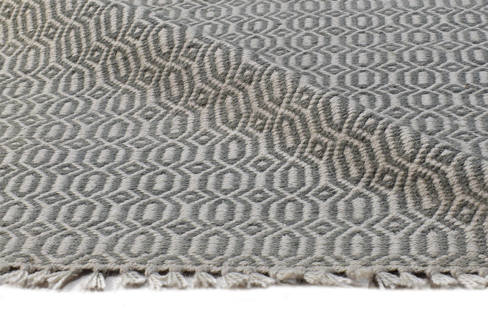 Dhurrie Grey Wool Rug 3' X 8' Modern Scandinavian Nordic Small Runner 