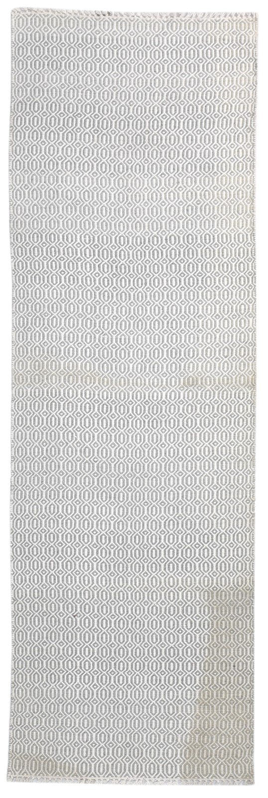 Dhurrie Grey Wool Rug 3' X 8' Modern Scandinavian Nordic Small Runner 