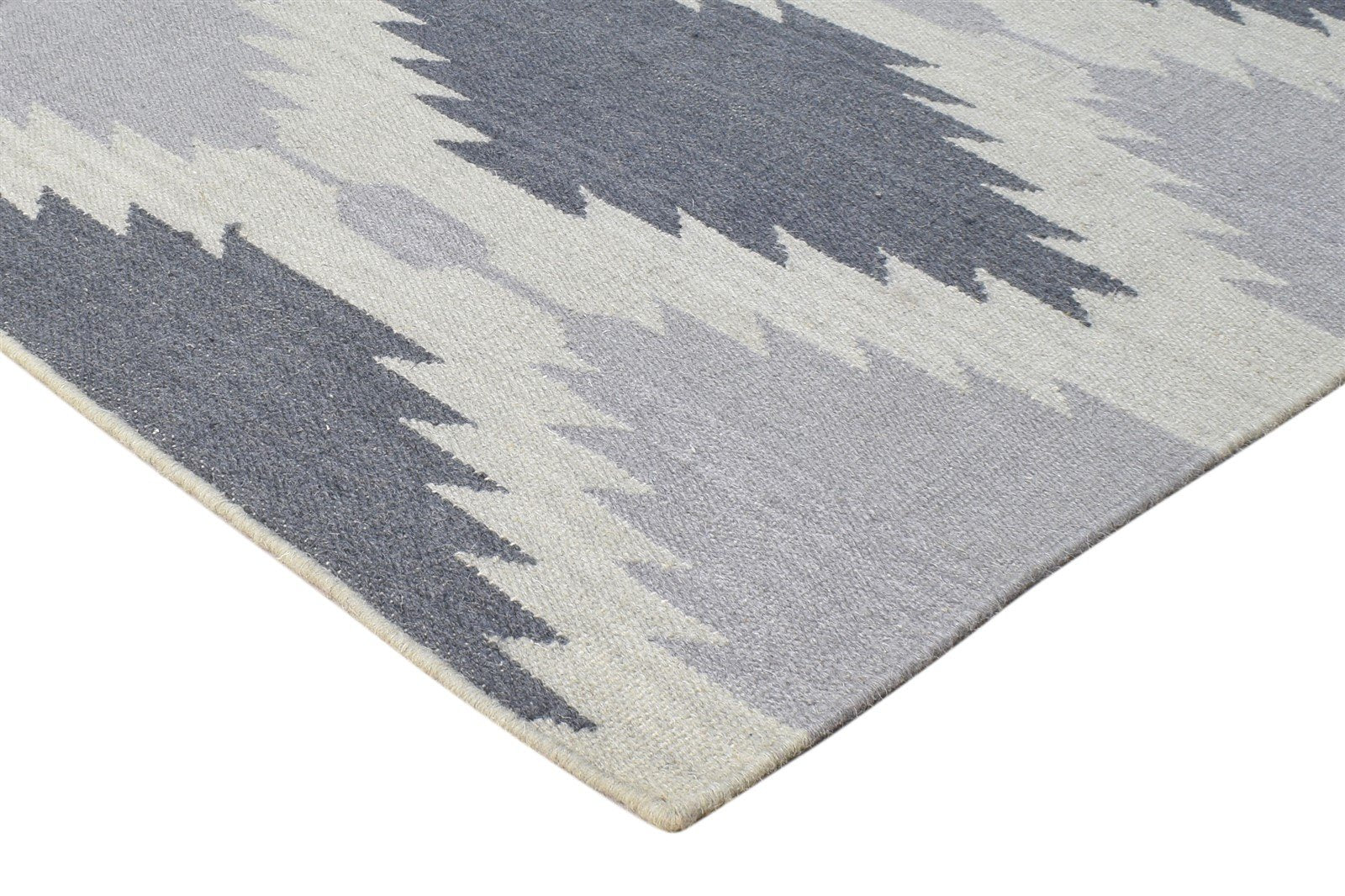 Grey Wool Rug 3' X 5' Modern Dhurrie Scandinavian Nordic Small Carpet 