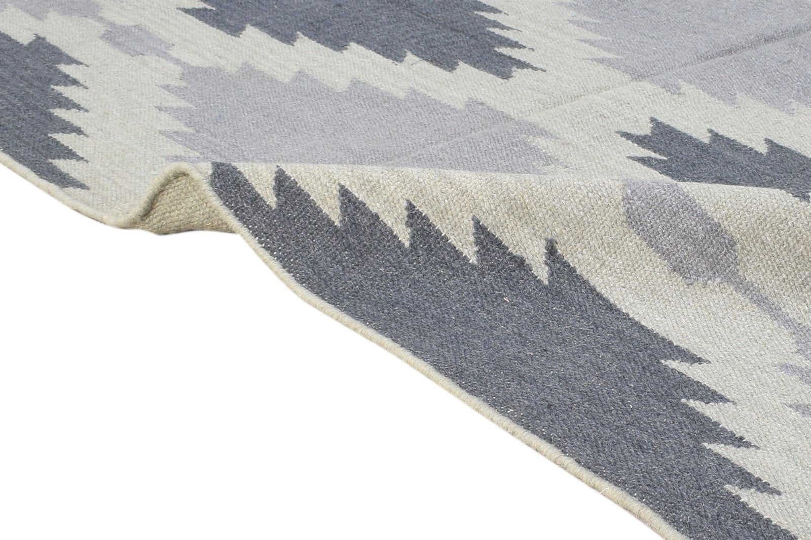 Grey Wool Rug 3' X 5' Modern Dhurrie Scandinavian Nordic Small Carpet 