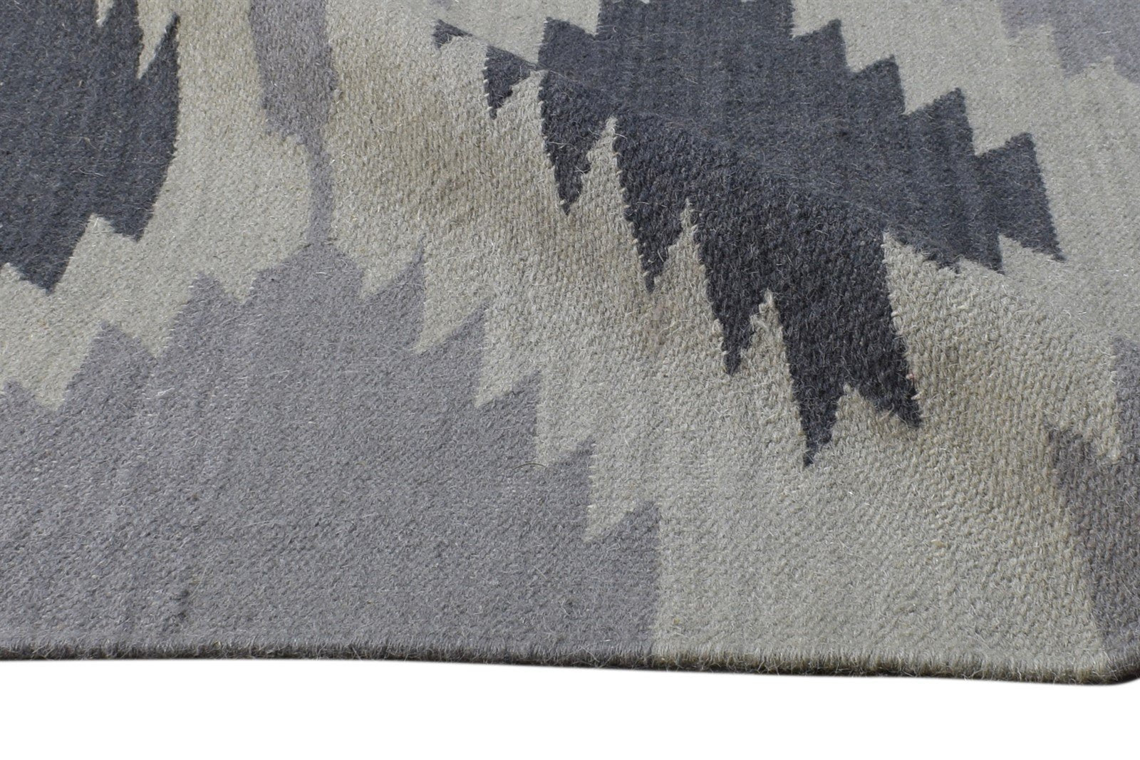 Grey Wool Rug 3' X 5' Modern Dhurrie Scandinavian Nordic Small Carpet 