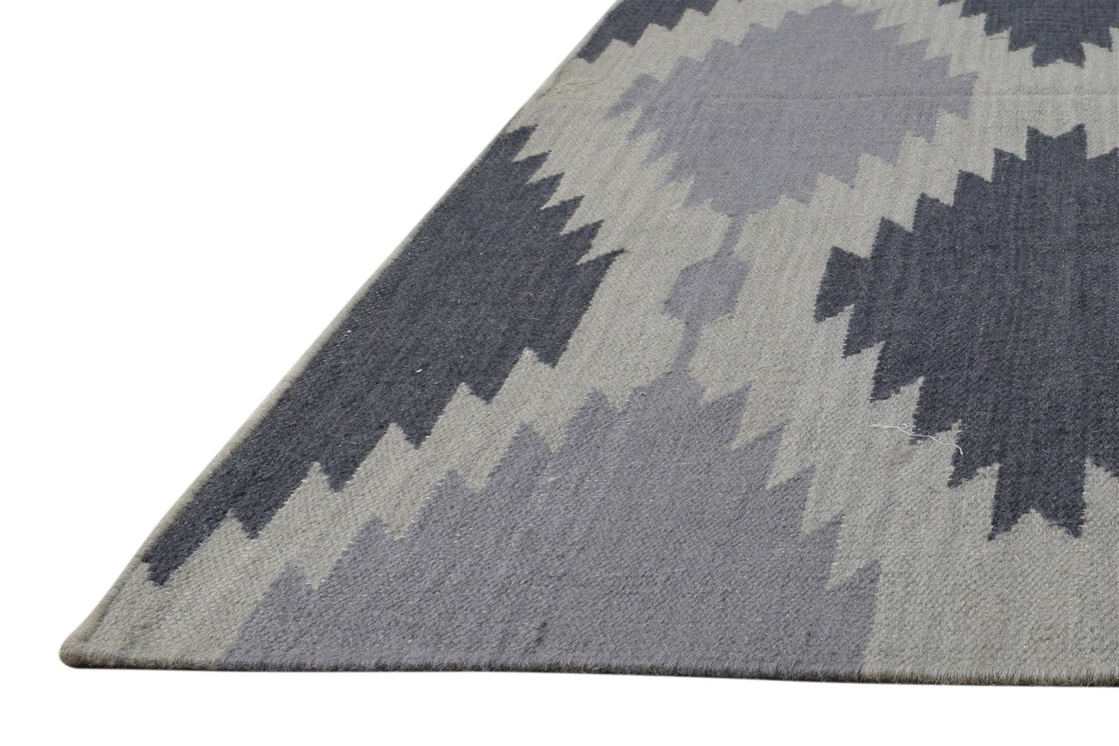 Grey Wool Rug 3' X 5' Modern Dhurrie Scandinavian Nordic Small Carpet 