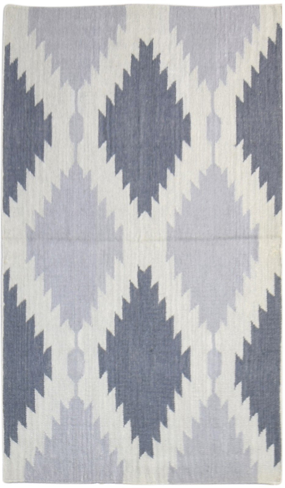 Grey Wool Rug 3' X 5' Modern Dhurrie Scandinavian Nordic Small Carpet 