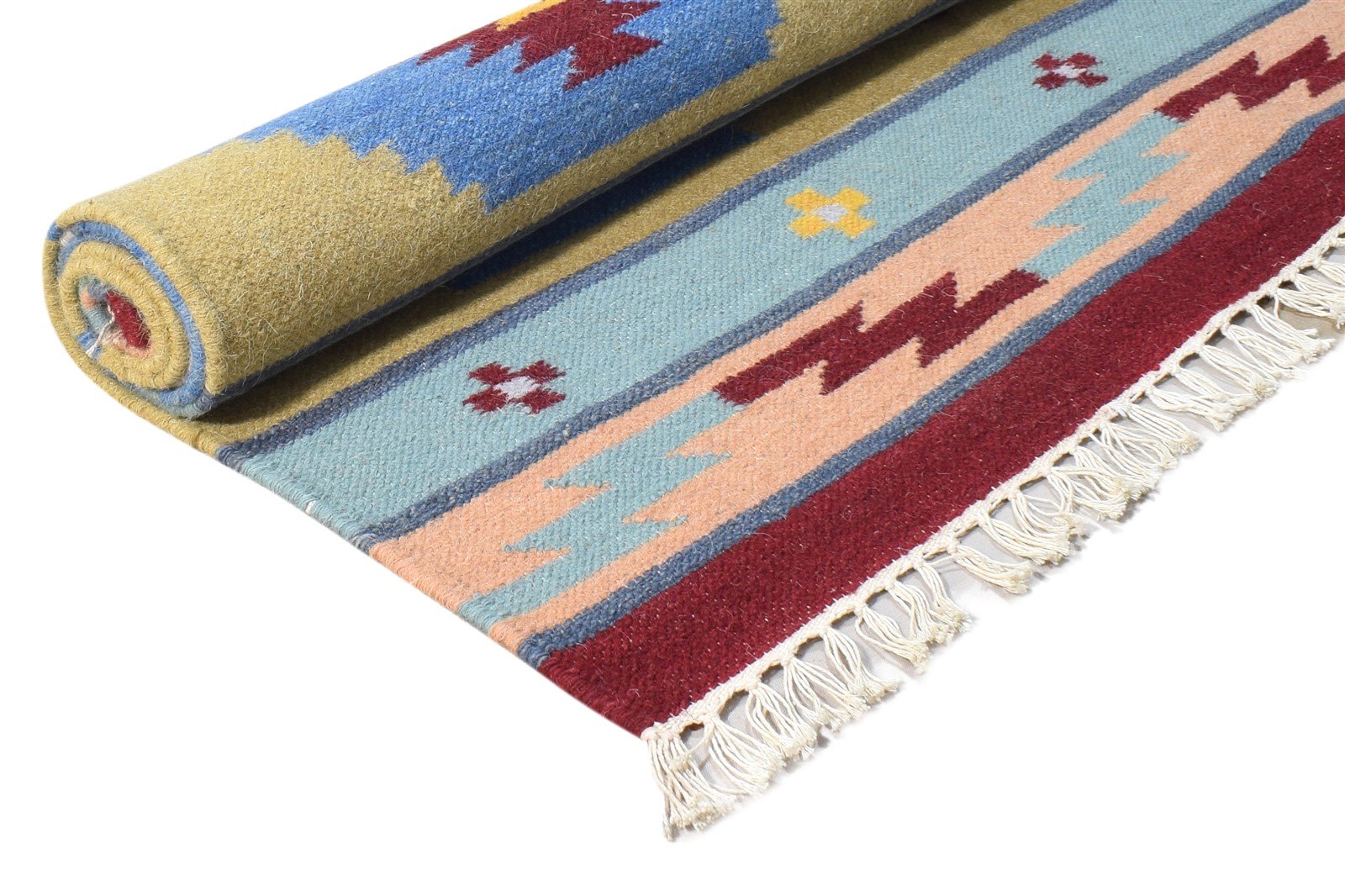 4X6 Rug Wool Multi Color Persien Dhurrie Southwestern Tribal Room Size Carpet 