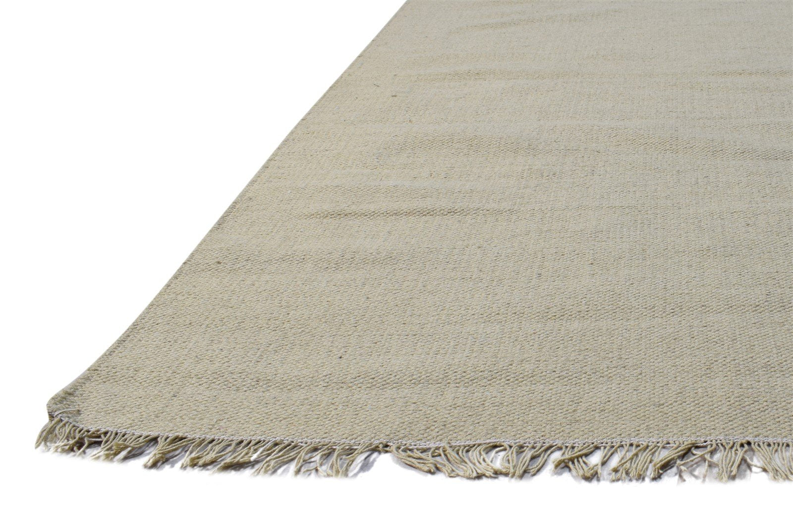 Wool Beige Rug 3' X 8' Modern Dhurrie Scandinavian Solid Small Runner 