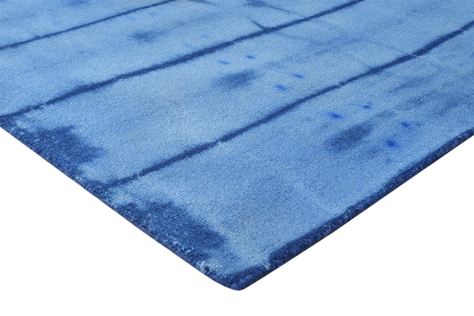 5' X 8' Rug Wool Blue Modern Hand Tufted Shibori Tie Dye Room Size Carpet 