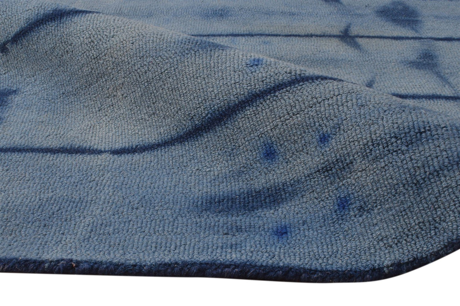 5' X 8' Rug Wool Blue Modern Hand Tufted Shibori Tie Dye Room Size Carpet 