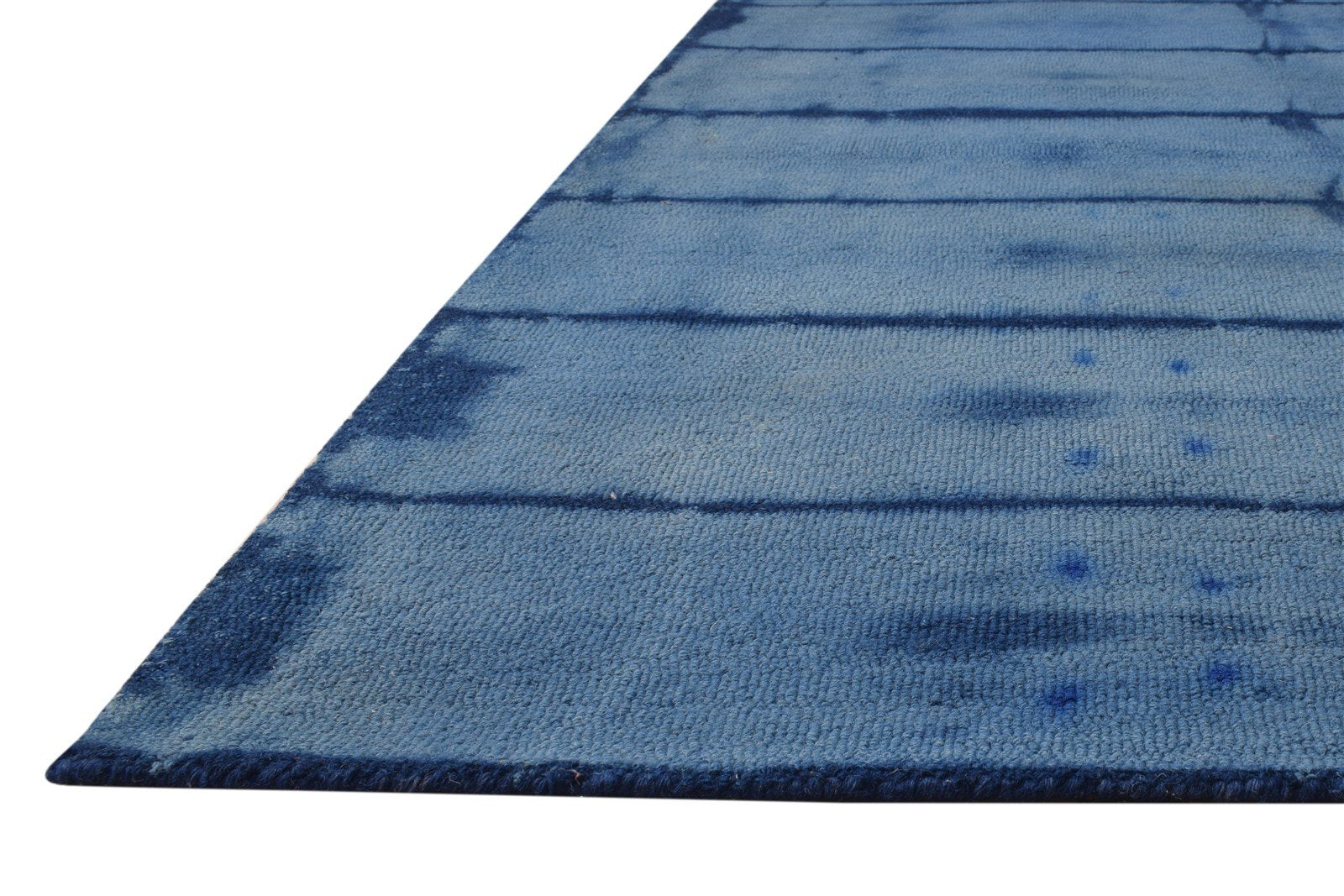 5' X 8' Rug Wool Blue Modern Hand Tufted Shibori Tie Dye Room Size Carpet 