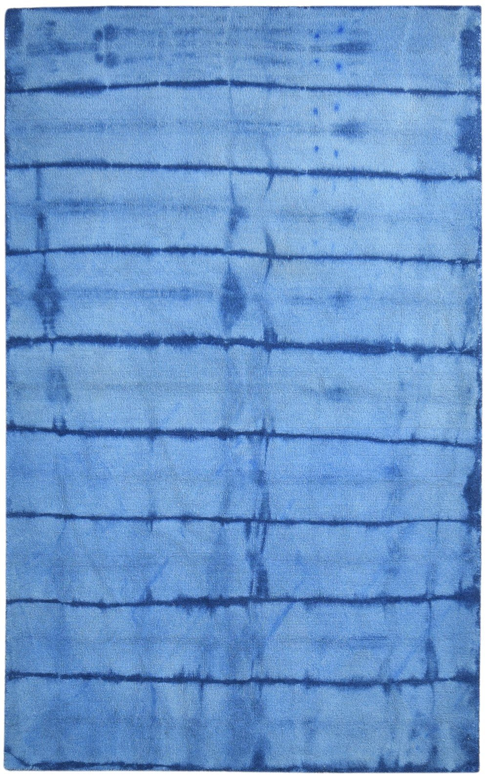 5' X 8' Rug Wool Blue Modern Hand Tufted Shibori Tie Dye Room Size Carpet 