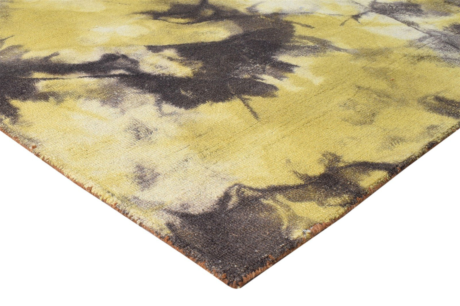 Hand Tufted Gold Wool Rug 5' X 8' Modern Shibori Tie Dye Room Size Carpet 