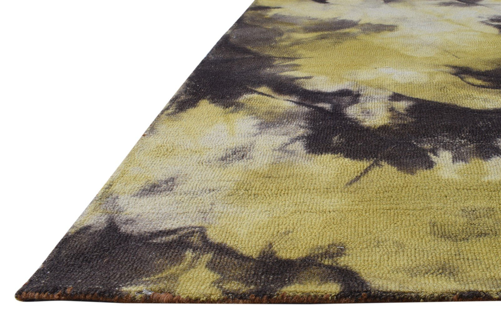 Hand Tufted Gold Wool Rug 5' X 8' Modern Shibori Tie Dye Room Size Carpet 