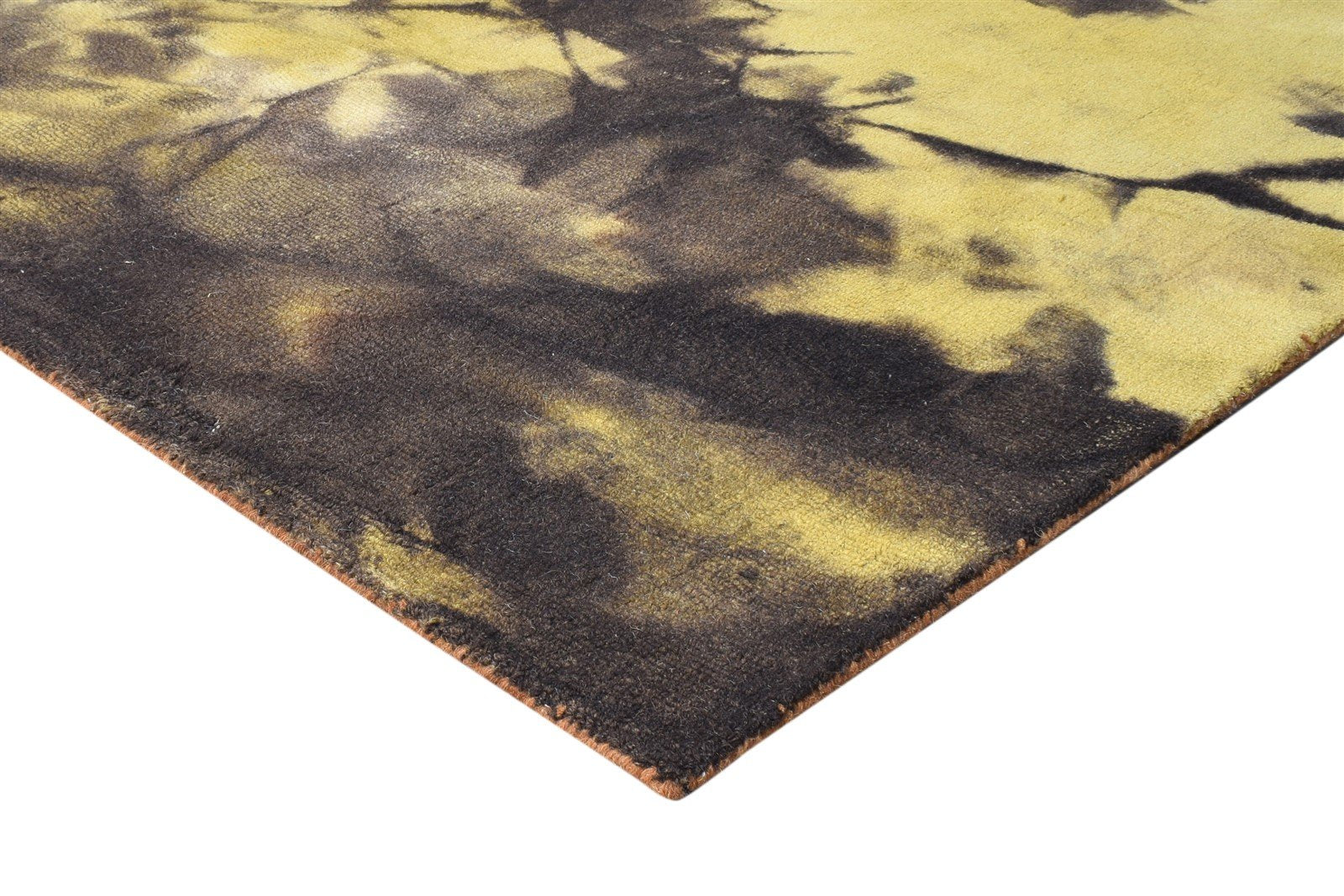 Wool Gold Rug 5' X 8' Modern Hand Tufted Shibori Tie Dye Room Size Carpet 