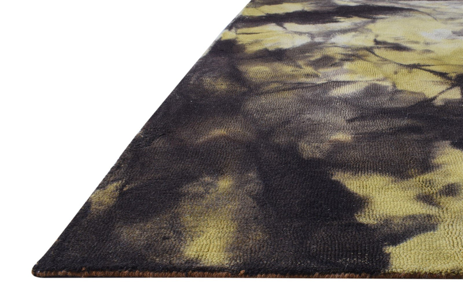 Wool Gold Rug 5' X 8' Modern Hand Tufted Shibori Tie Dye Room Size Carpet 