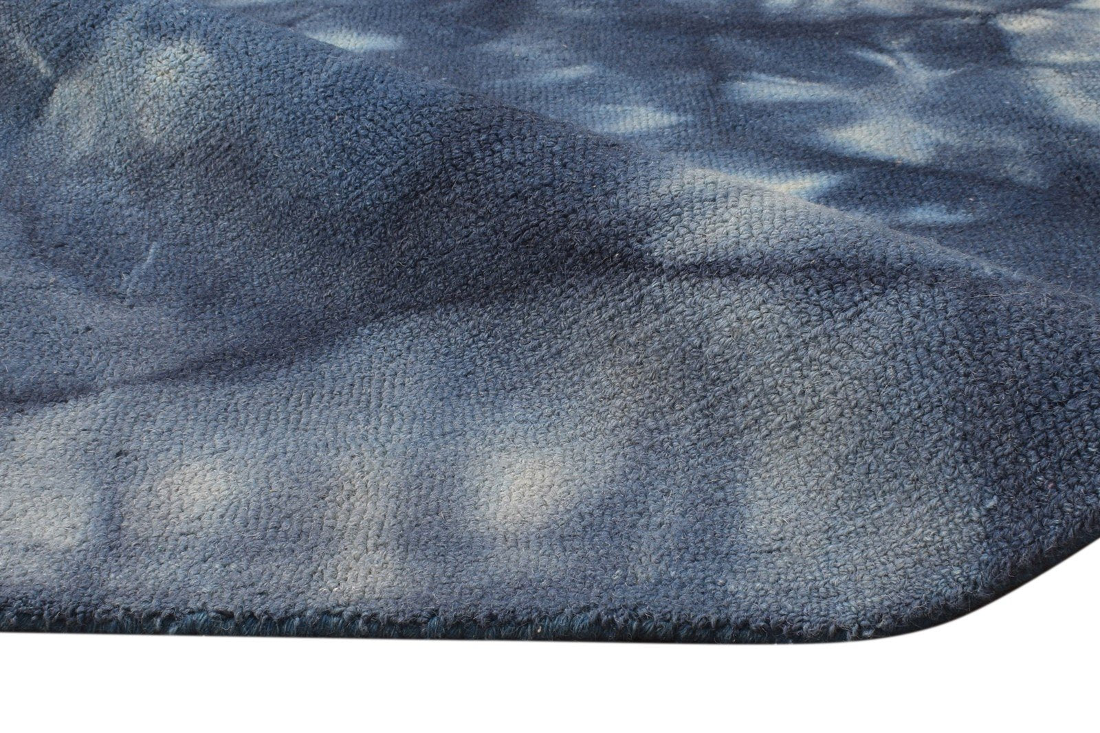 5' X 8' Rug Wool Navy Blue Modern Hand Tufted Shibori Tie Dye Room Size Carpet 