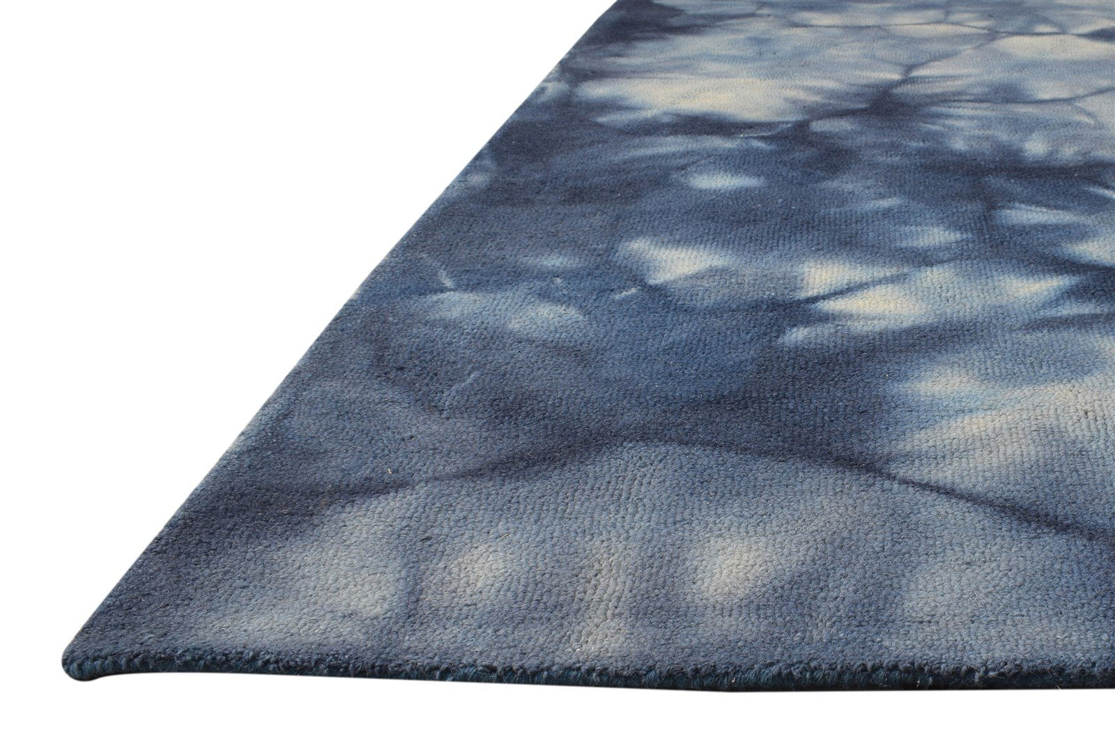 5' X 8' Rug Wool Navy Blue Modern Hand Tufted Shibori Tie Dye Room Size Carpet 