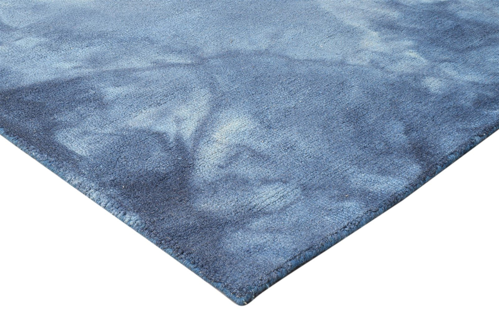 Hand Tufted Blue Wool Rug 5' X 8' Modern Shibori Tie Dye Room Size Carpet 