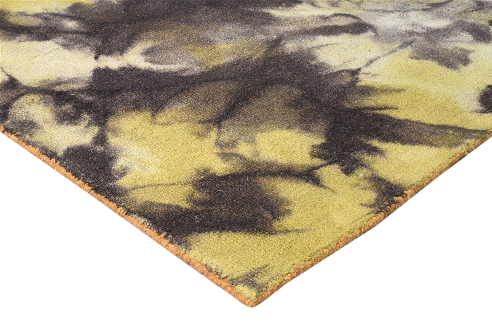 Charcoal Wool Rug 5' X 8' Modern Hand Tufted Shibori Tie Dye Room Size Carpet 