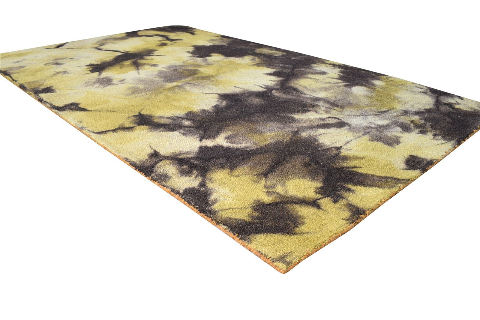 Charcoal Wool Rug 5' X 8' Modern Hand Tufted Shibori Tie Dye Room Size Carpet 