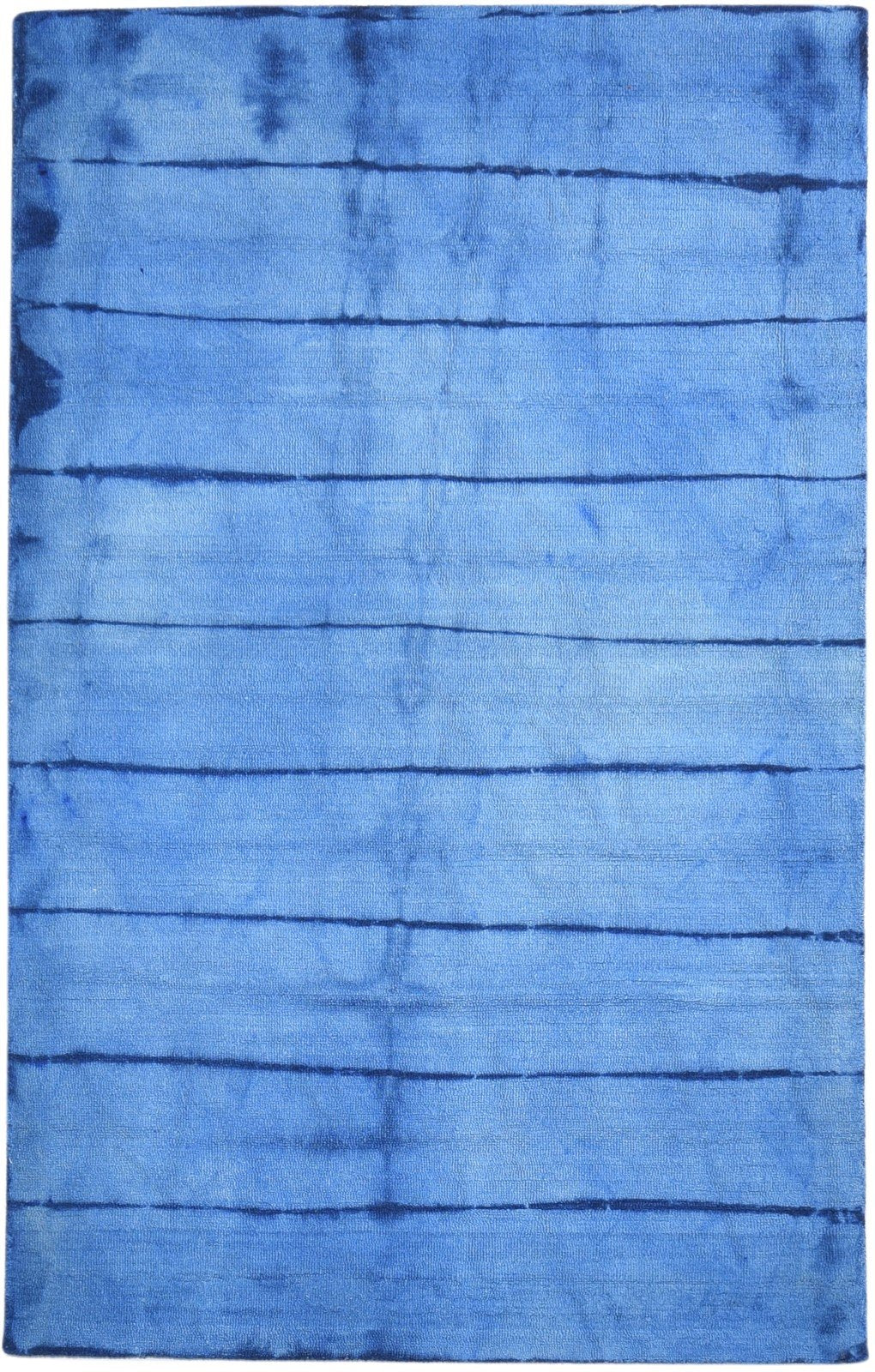 Wool Blue Rug 5' X 8' Modern Hand Tufted Shibori Tie Dye Room Size Carpet 