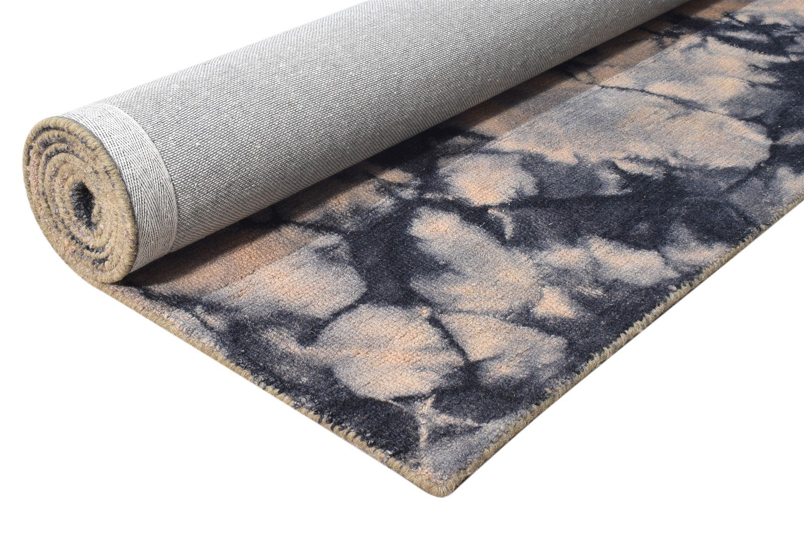 5' X 8' Rug Wool Grey Modern Hand Tufted Shibori Tie Dye Room Size Carpet 