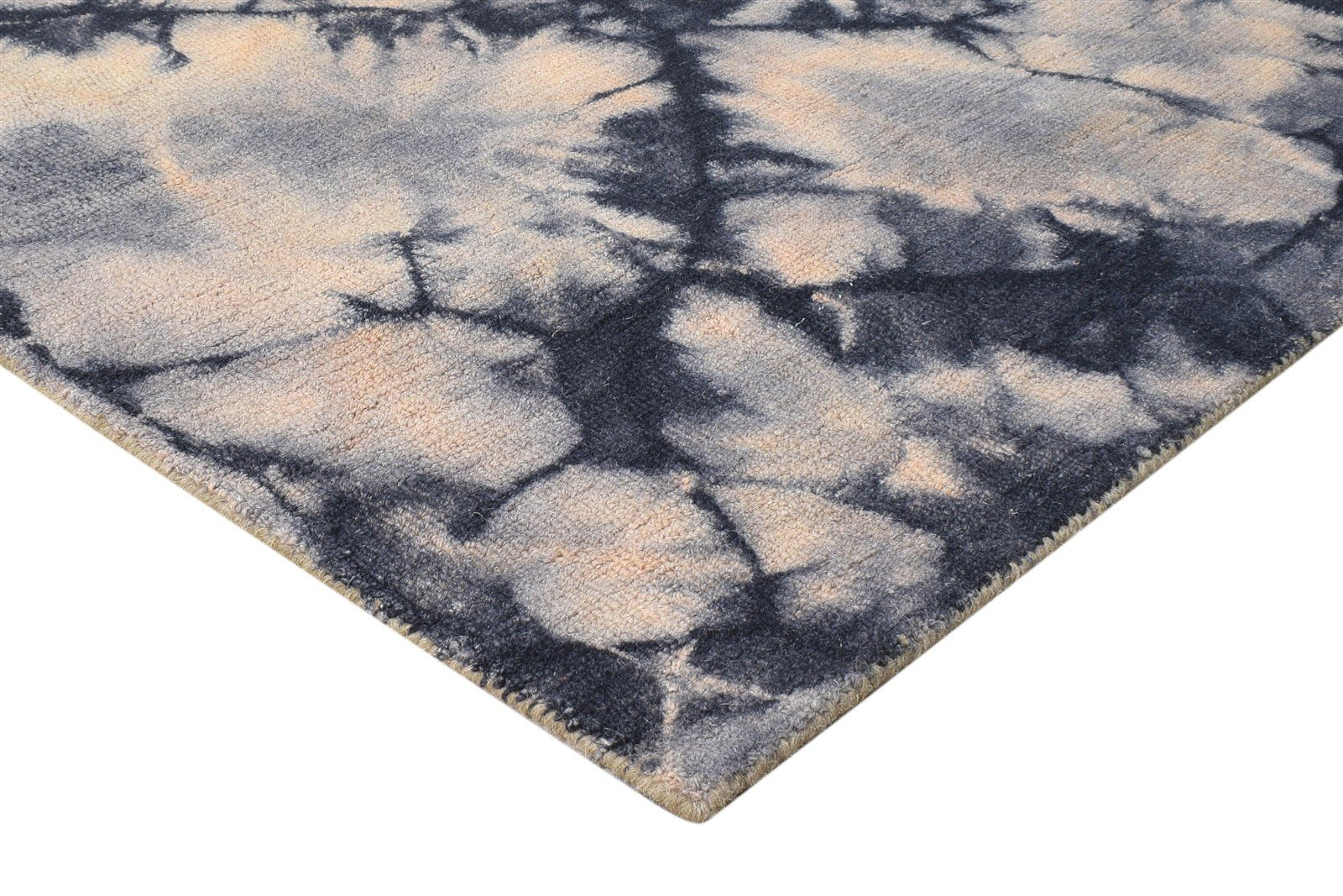 5' X 8' Rug Wool Grey Modern Hand Tufted Shibori Tie Dye Room Size Carpet 